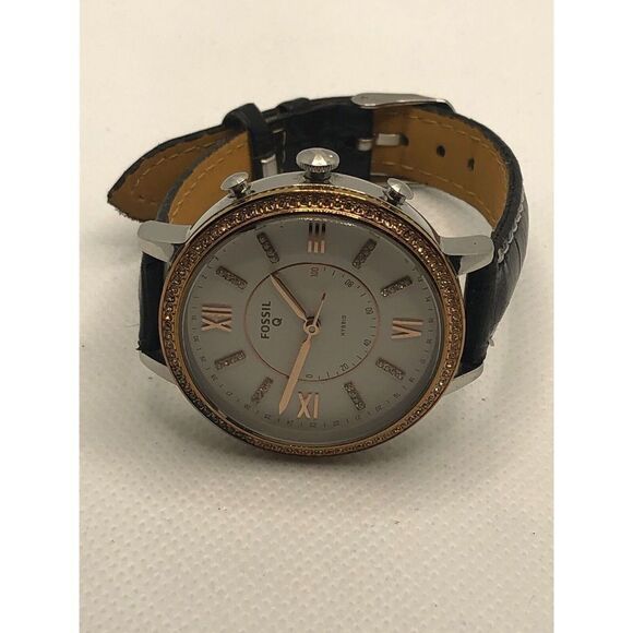 Fossil Q FTW5011 Women's Black Leather Analog White Dial Hybrid Smart Watch HK33 - Picture 5 of 9